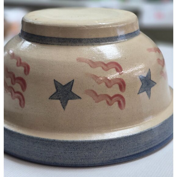Handcrafted BBP Pottery Stoneware Bowl Stars & Stripes - Picture 7 of 7